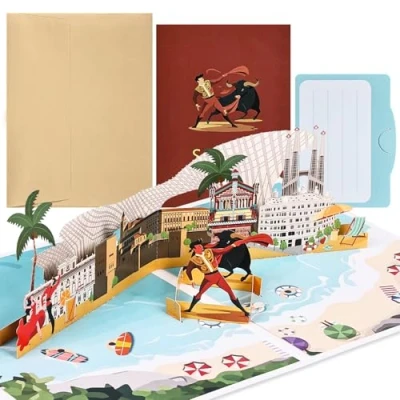 Imagen de joyoldelf Tarjeta Pop up España Vale de Viajero 3D para Viaje a o Luna Miel, Viaje, Cumpleaños, Regalo Vacaciones