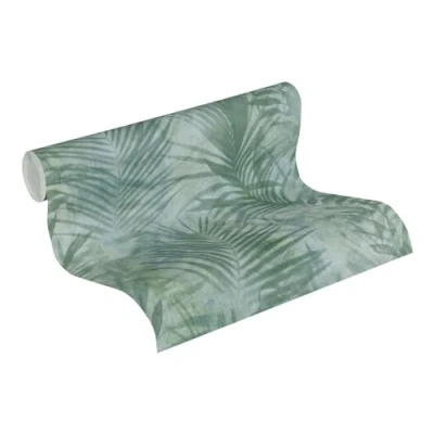 Imagen de Papel pintado Palmeras Neue Bude 2.0 Ed.II tejido no 10.05 m x 0.53 Verde Azul Gris Fabricado en Alemania de A.S. Création 374111 37411 1