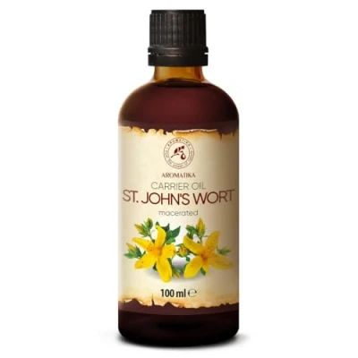 Imagen de Aceite de Hierba San Juan 100ml Hypericum Perforatum 100% Puro y Natural Cuidado Intensivo para Rostro Cuerpo Cabello Piel Masajes Botella Cristal