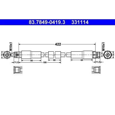 Imagen de ATE 83.7849 0419.3 Latiguillos de Freno 422 AUDI: A8 D3