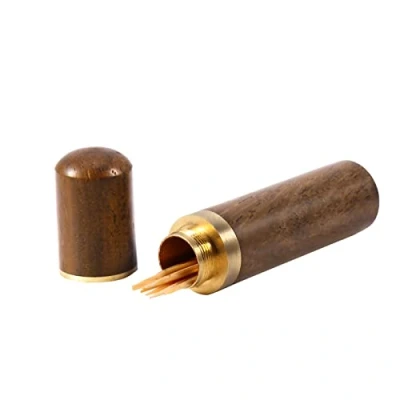 Imagen de Yosoo Caja de palillo dientes madera mano con soporte para dientes, funda portátil (Material: Blackwood)