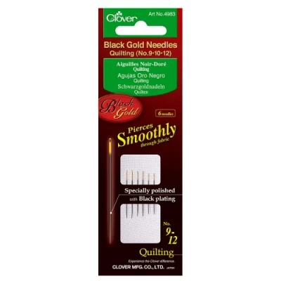 Imagen de Clover Black Gold Quilting Needles Size 9/10/12 2 Each
