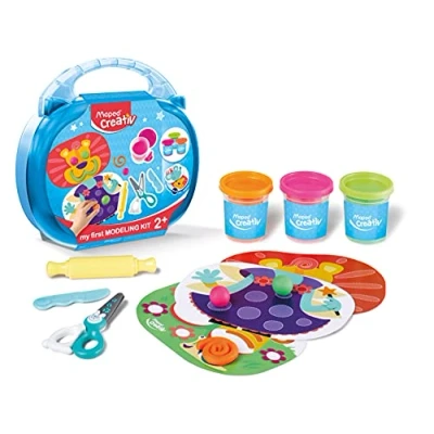 Imagen de Maped Set de Pintura para Niños Kit Mi Primera Masa Modelar Apto a Partir 2 Años Incluye 1 Cuchillo y Rodillo Plástico, Tijeras, 3 Botes Fichas Actividades