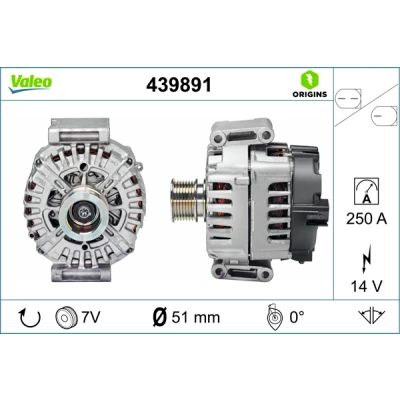 Imagen de VALEO 439891 Alternador 14V 250A