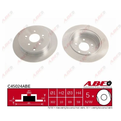 Imagen de ABE Disco de freno MITSUBISHI: Grandis Eje trasero 10mm 5 macizo C45024ABE MR955407,MR955408 Discos freno,