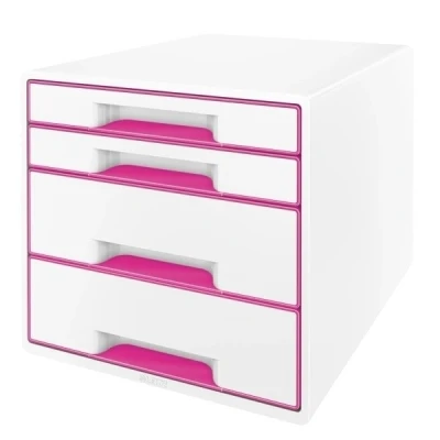 Imagen de LEITZ 52132023 Bucs de cajones WOW Desk Cube NUEVA VERSIÓN 4 (2 grandes y 2 pequeños) color fucsia metalizado/blanco