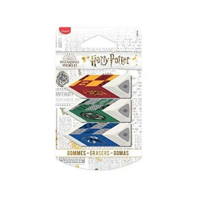 Imagen de Maped Goma de Borrar Colección Harry Potter Pack con 3 Unidades Gomas Forma Piramidal Agarre Sencillo · Diseños las Casas Hogwarts