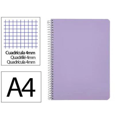 Imagen de Liderpapel Cuaderno espiral a4 witty tapa dura 80h 90gr cuadro 4mm con margen color violeta