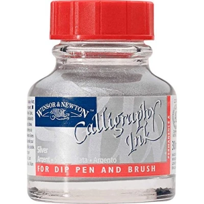 Imagen de Winsor &amp; Newton Calligraphy Ink Tinta para Caligrafía, Plateado (Silver), 30ml