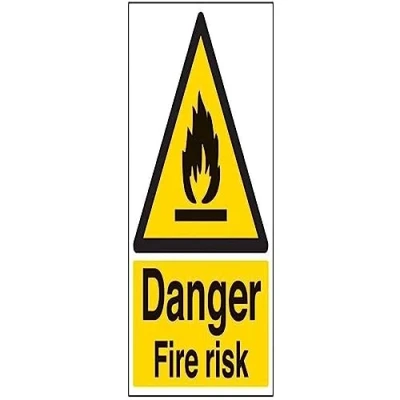 Imagen de VSafety Señal de advertencia peligro, riesgo incendio, retrato 300 mm x 400 mm, vinilo autoadhesivo