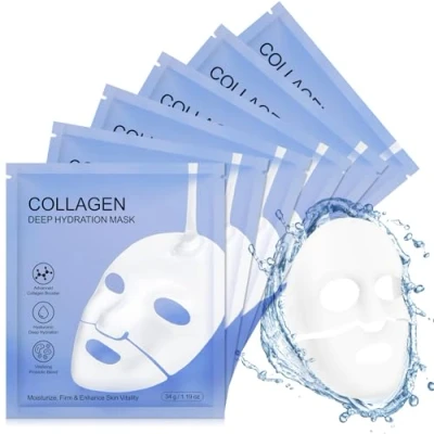 Imagen de Mascarilla De Colágeno, Hidratación Profunda, Profunda Hialurónica, Refuerzo Colágeno Avanzado, Reduce Líneas Finas Y Arrugas (Azul 6pcs)