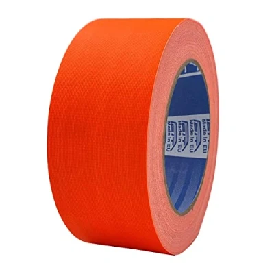 Imagen de ACIT cinta de tela fluorescente, 50 mm x 25 m, reforzada, Duct Tape, adhesiva americana reparaciones, fijación y embalaje alta estanqueidad (Naranja)