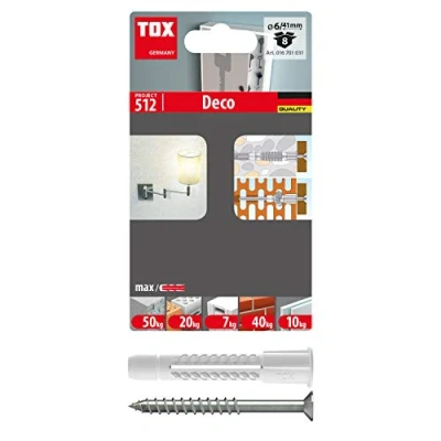 Imagen de TOX Taco universal Deco 6x41 mm + tornillo, 8 piezas, 016701031