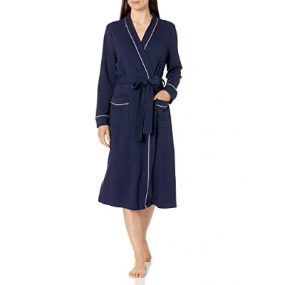 Imagen de Amazon Essentials Bata Larga Ligera con Diseño Gofrado (Disponible en Tallas Grandes) Mujer, Azul Marino, 3XL Grande