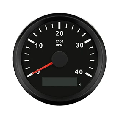 Imagen de ELING Tacómetro a prueba de agua REV contador RPM Gauge con horas 0 4000RPM 85mm 9 32V luz fondo