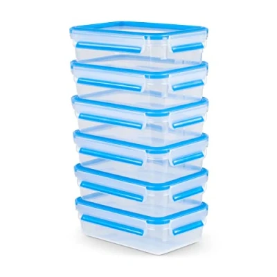 Imagen de Emsa Clip&amp;Close Fresh Set de 6 Recipientes Herméticos Plástico 0,8 L, higiénico, no olores ni sabores, 100% libre BPA, apto lavavajillas y microondas, certificado Baby Care