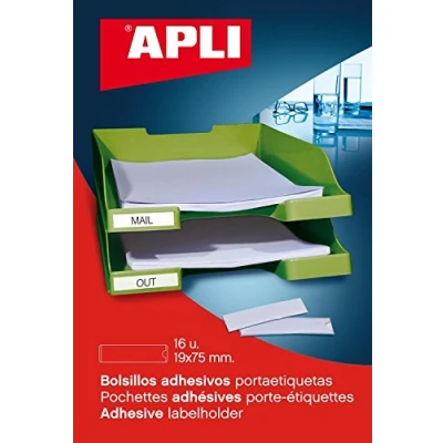 Imagen de APLI 2615 Bolsillos adhesivos para etiquetas 19 x 75 mm 16 u.