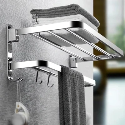 Imagen de Toalleros de Baño Sin Taladro, Accesorios Toallero Pie, Acero Inoxidable, Adhesivo Kit para Baño, Plata Taladro