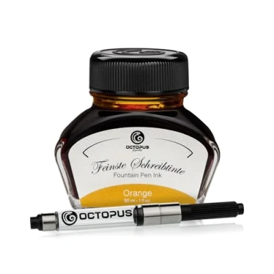 Imagen de Octopus Fluids Orange tinta para escribir con convertidor incluido, pluma estilográfica, 30 ml Naranja