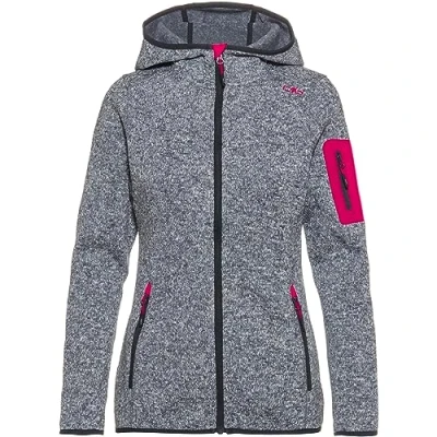 Imagen de CMP Chaqueta de mujer Knit Tech con capucha fija, Titanio Blanco Fucsia, XXS