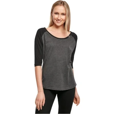 Imagen de Build Your Brand BY022 Ladies 3/4 Contrast Raglan tee T Shirt, cha/blk, XS Women&#039;s