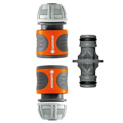 Imagen de Gardena Juego de acoplamientos acoplamiento para prolongación manguera, También con gran presión del agua, Color Gris/Naranja/Plata, 15 mm