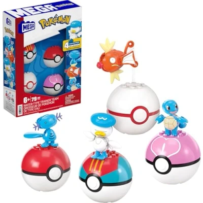 Imagen de MEGA Pokémon Equipo de entrenador tipo agua Conjunto construcción con figura acción 5cm, 79 piezas, para niños y niñas, JCT42