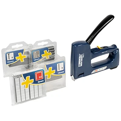 Imagen de Rapid Grapadora Multiusos MS4.1 para grapas No. 53 y 7, Clavos 8 9, 4 in 1 Grapar Cables con Mango Ergonómico Mecanismo Interno Metálico (22542960) Paquetes de incluidos