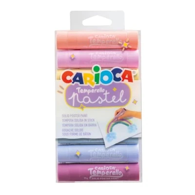 Imagen de Carioca Témperas sólidas Pastel Temperello Perfectas para el Colegio Colores brillantes y cubrientes 8 piezas