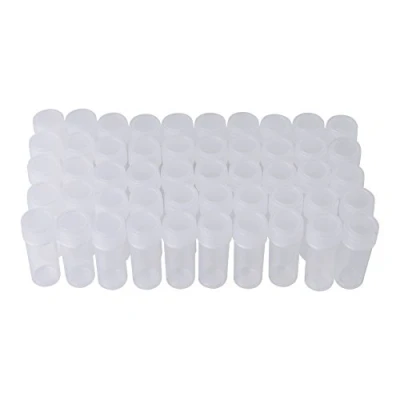 Imagen de Walfront 50pcs 5ml Botellas de Muestra Mini Contenedor Tubos Ensayo Almacenamiento Portátil Plástico con Tapa para Sólidos, Reactivo, Aceite