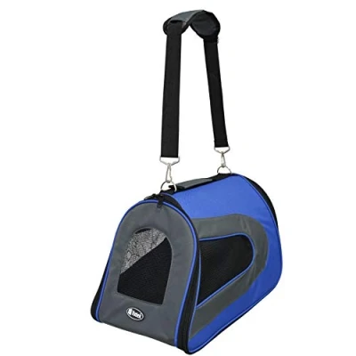 Imagen de Transportín Plegable para Perros y Gatos Yatek, Bolsa de Transporte Acolchada a prueba agua, tamaño 48 x 27 cm, color azul