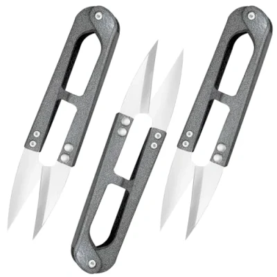 Imagen de 3pcs Tijeras Pequeñas de Costura,Cortahilos,Tijeras Coser Hilo en Forma U,Tijeras para Cortar,Cortador Punto Tela,Corte Hilo,Tijeras Corta Hilo,Mango Acero Gris