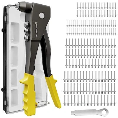 Imagen de BLOSTM Remachadora Manual Kit de Servicio Pesado Con 200 Remaches En 4 Tamaños 2.4mm 3.2mm 4mm 4.8mm Para Metal, Madera Y Plástico Maquina
