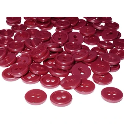 Imagen de AERZETIX C56317 Juego de 100 Botones redondos para costura Ø11.5x2.2mm con 2 agujeros diámetro apertura 2mm color burdeos en plástico decoración mercería moda