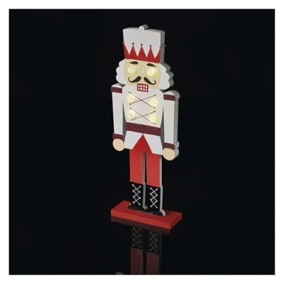 Imagen de EMOS Cascanueces de Madera 30 cm, Figura Navidad Luminosa con LED, decoración Tradicional Navidad, Soldado Funciona Pilas (Incluye CR2032) Blanco cálido para Interiores