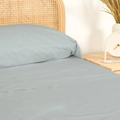 Imagen de TRAMAS+ Juego de sábanas para Cama Individual, 90 x 200, 100% algodón, Ropa Cama, y 1 Funda Almohada, Certificado Standard 100 by Oeko Tex Azul Agua