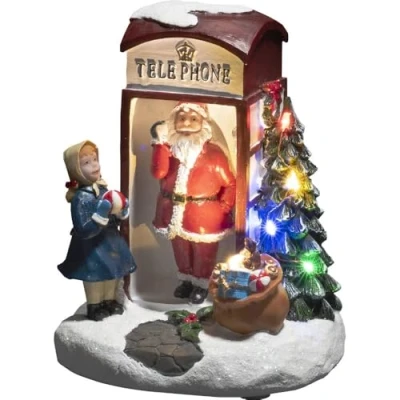 Imagen de Konstsmide Luces de Navidad &quot;Santa Claus Scene Telephone Box&quot; Decoración Navidad/Funciona con pilas: 3 x AAA (Excl.)/Diodos multicolor escena navideña