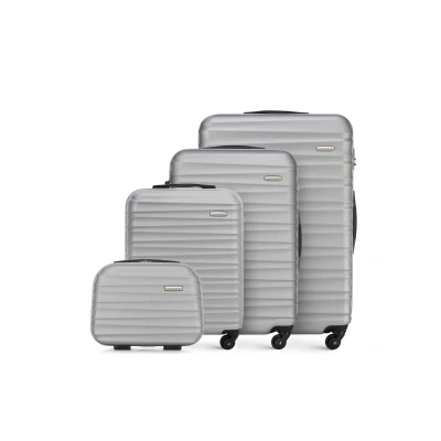 Imagen de WITTCHEN Maleta de Viaje Equipaje Mano Cabina ABS con 4 Ruedas giratorias Cerradura combinación Asa telescópica Groove Line Set Maletas Gris
