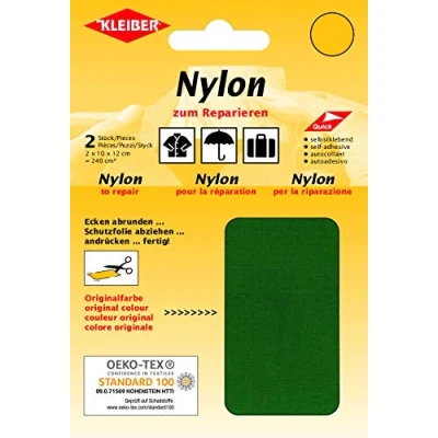 Imagen de Kleiber autoadhesivos de reparación Nailon Impermeable, 2 Parches (10 x 12 cm Cada uno), Color Verde, 10cmx12cm