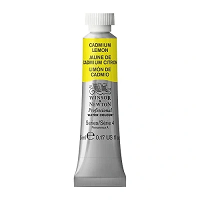 Imagen de Winsor &amp; Newton Acuarela Profesional Pintura De Acuarela, Alta Luminosidad, Resistente a la Luz, Calidad Archivo, Tubo 5ML, Color Amarillo Cadmio Limón