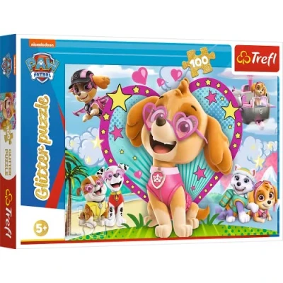 Imagen de Trefl Glitter, Im Schein Von Skye, Paw Patrol de 100 Piezas para niños a Partir 5 años Puzzle, Color la Patrulla Canina (14818)