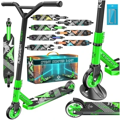 Imagen de KESSER® Scooter Funscooter Stuntscooter X Limit, conducción de 360 con cojinetes Bolas ABEC 9, Ruedas PU 100 mm, Patinete Robusto, Ciudad, Trucos para niños y Adulto