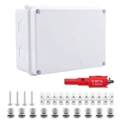 Imagen de LANUCN Caja Estanca Exterior 10 vías, IP65 150x110x70 mm Conexiones Electricas con Prensaestopas por Ø6 12 (Blanco)