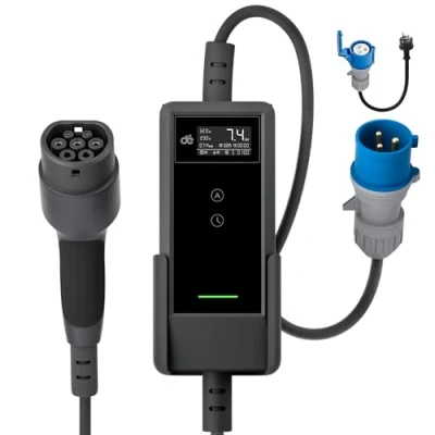Imagen de dé Mobile Wallbox/estación de carga 7,4 kW [6 m1 fase6 32A] cable CEE 32A a tipo 2 con potencia ajustable EV Charger Wallbox para modelos Y/3 e tron y BEV/PHEV