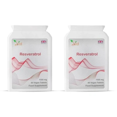 Imagen de Ved Antienvejecimiento, Salud del Corazón, Apoyo a la Inmunidad Suplemento antioxidante Tabletas de resveratrol 1000 mg x 90 comprimidos ((Paquete 2)