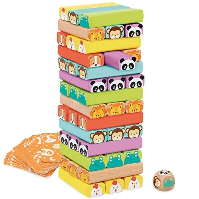 Imagen de WOOMAX Torre de Bloques Madera c/Animales y Colores (46251)