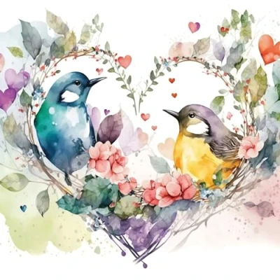 Imagen de 20 servilletas de papel Ambiente &quot;Loving Birds&quot; para decoración mesa vintage con motivo también fiestas o decoupage, 33 x cm