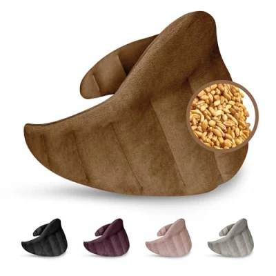 Imagen de Leschi XXL Bolsa Semillas Microondas 60x28cm, 100% Algodón y Trigo Orgánicos, Saco de 11 Compartimentos, Marron, Térmico para ideal Cervical Espalda