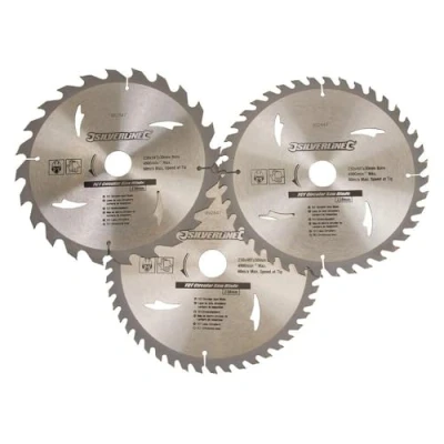 Imagen de Silverline Tools 892547 Discos de TCT para sierra circular 24, 40, 48 dientes, 3 pzas (230 x 30 anillos 25, 20 y 16 mm)