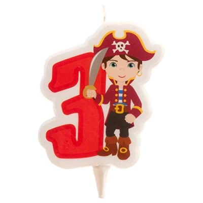Imagen de Dekora Vela de Cumpleaños 2D Pirata para Tartas Infantiles Numero 3